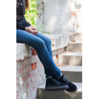 Ботинки из натуральной кожи и замши черного цвета 05-11(Ls6) ДОП*