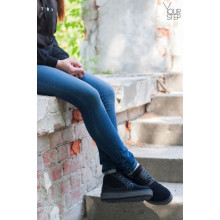 Ботинки из натуральной кожи и замши черного цвета 05-11(Ls6) ДОП*