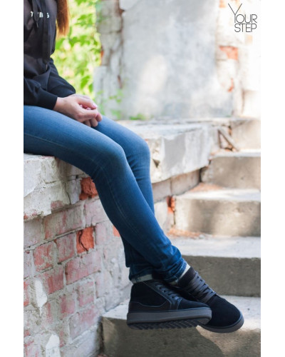 Ботинки из натуральной кожи и замши черного цвета 05-11(Ls6) ДОП*