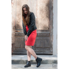 Ботинки-монки из черной кожи 12-26V(64)