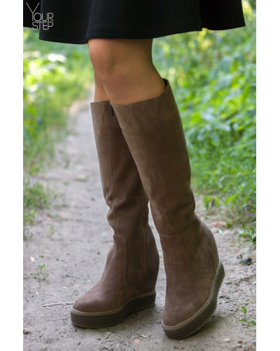 Бежеві чоботи на танкетці Арт. R-4