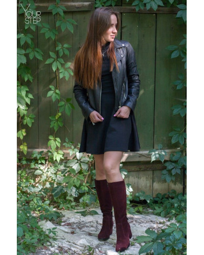 Чоботи з бордової замші Арт. 605-2Ок-3326(2)