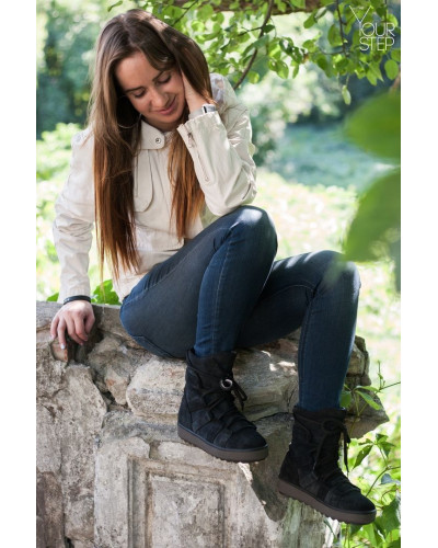 Ботинки из серой замши с напылением Ls6-2