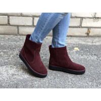 Ботинки из бордовой замши 12-19(Ls6)