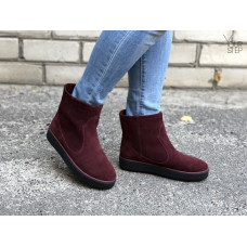 Ботинки из бордовой замши 12-19(Ls6)