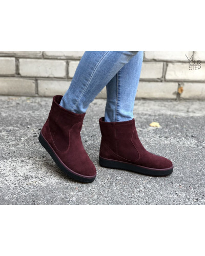 Ботинки из бордовой замши 12-19(Ls6)