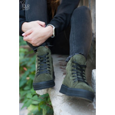 Ботинки из замши цвета хаки 51-3/152