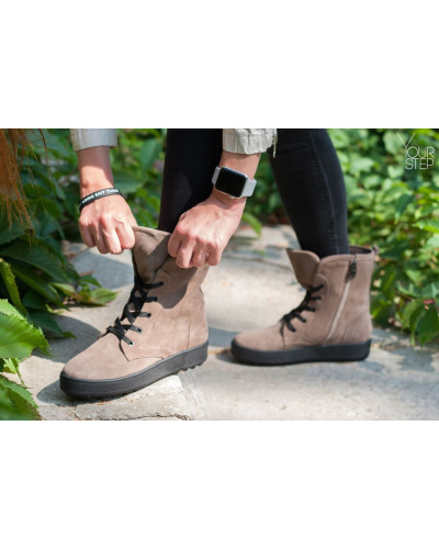 Ботинки из замши цвета капучино 12-6(Ls6)