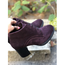 Ботильоны из замши цвета баклажан на устойчивом каблуке Арт. 605-8Alf