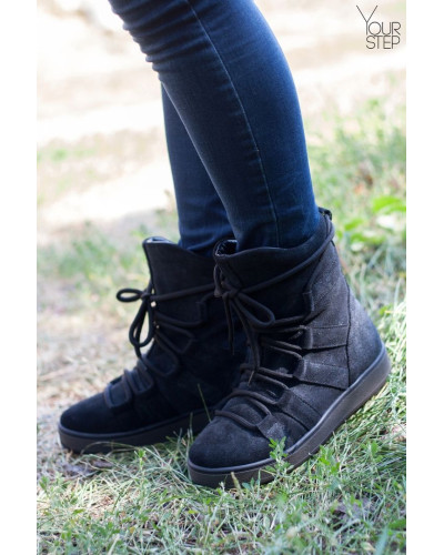 Ботинки из серой замши с напылением Ls6-2