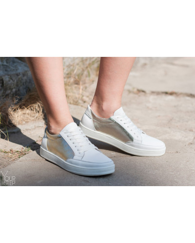 Кеди із білої шкіри зі вставками Арт. Om-2(Em)