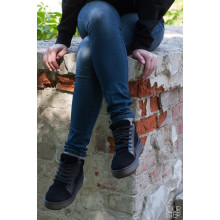 Ботинки из натуральной кожи и замши черного цвета 05-11(Ls6) ДОП*