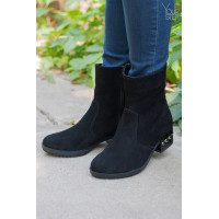 Полусапоги на каблуке из натуральной замши черного цвета Арт. 30-4(Ir5)