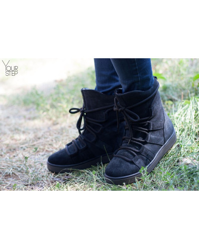 Ботинки из серой замши с напылением Ls6-2