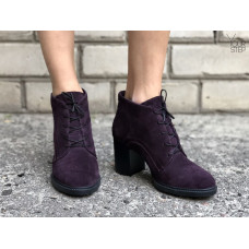 Ботильоны из замши цвета баклажан на устойчивом каблуке Арт. 605-8Alf
