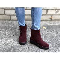 Ботинки из бордовой замши 12-19(Ls6)