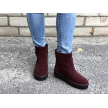 Ботинки из бордовой замши 12-19(Ls6)