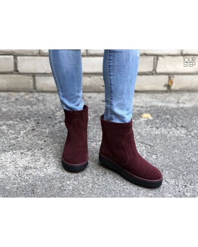 Ботинки из бордовой замши 12-19(Ls6)