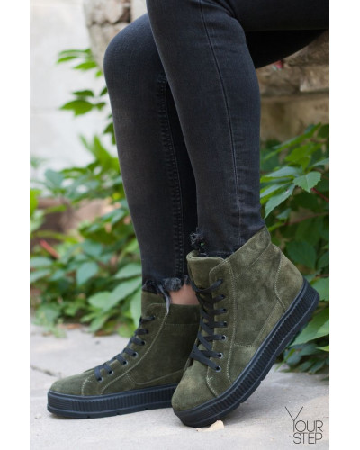 Ботинки из замши цвета хаки 51-3/152
