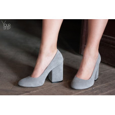 Туфли из серой замши на устойчивом каблуке Арт. 95-1/49Ок