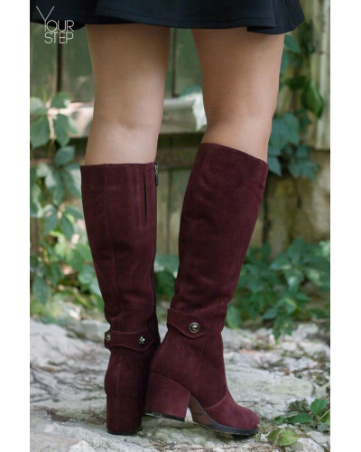 Чоботи з бордової замші Арт. 605-2Ок-3326(2)