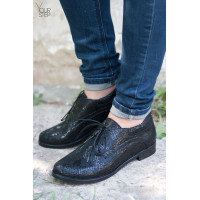 Туфли на низком ходу из нубука под питон черного цвета Арт. 16-1/12(Mar4)