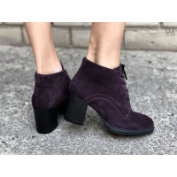 Ботильоны из замши цвета баклажан на устойчивом каблуке Арт. 605-8Alf