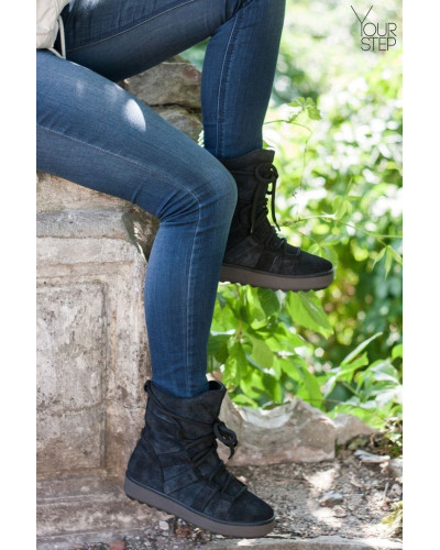 Ботинки из серой замши с напылением Ls6-2