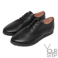 Туфли из кожи черного цвета на черной подошве Арт. 01-8R