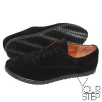 Туфли из замши черного цвета на черной подошве Арт. 01-8R