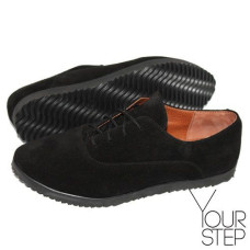 Туфли из замши черного цвета на черной подошве Арт. 01-8R