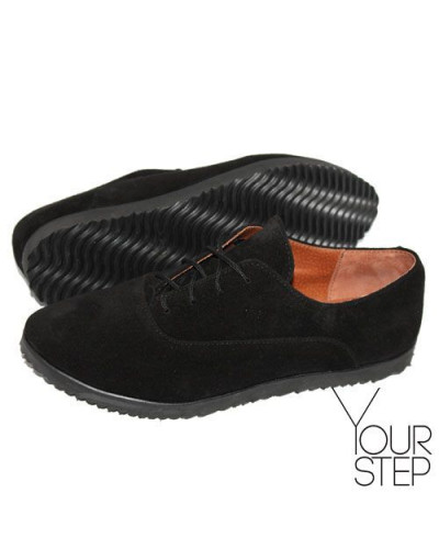 Туфли из замши черного цвета на черной подошве Арт. 01-8R