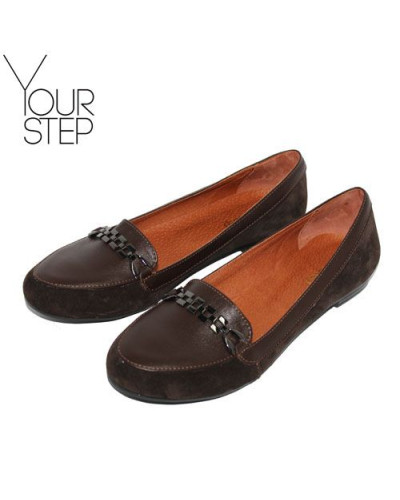 Мокасины из кожи и замши цвета шоколад Арт. 05-4