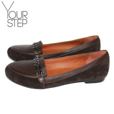 Мокасины из кожи и замши цвета шоколад Арт. 05-4