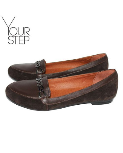 Мокасины из кожи и замши цвета шоколад Арт. 05-4