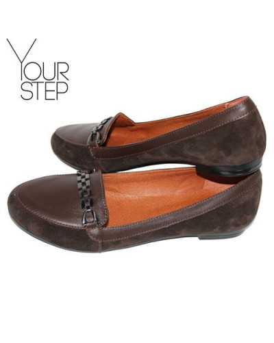 Мокасины из кожи и замши цвета шоколад Арт. 05-4