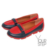 Мокасины из кожи синего и красного цвета Арт. 05-8