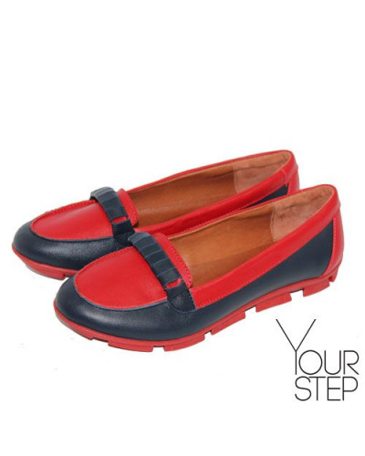 Мокасины из кожи синего и красного цвета Арт. 05-8