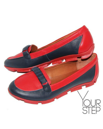 Мокасины из кожи синего и красного цвета Арт. 05-8