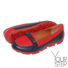 Мокасины из кожи синего и красного цвета Арт. 05-8