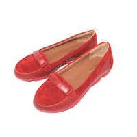 Мокасины из замши и кожи красного цвета Арт. 05-8