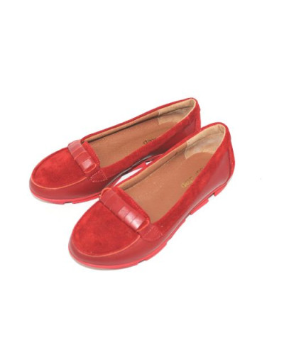 Мокасины из замши и кожи красного цвета Арт. 05-8