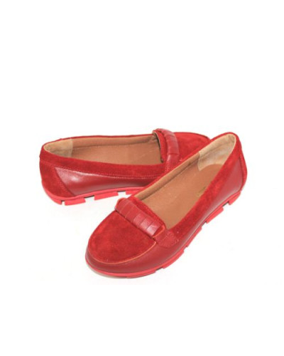 Мокасины из замши и кожи красного цвета Арт. 05-8