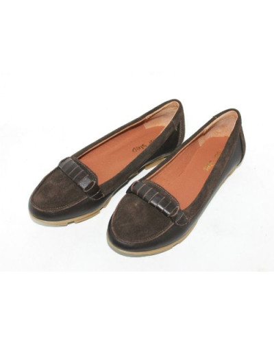 Мокасины из кожи и замши цвета шоколад Арт. 05-8