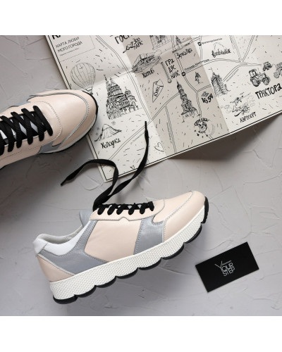 Кросівки з бежевої шкіри Арт. Т-3 