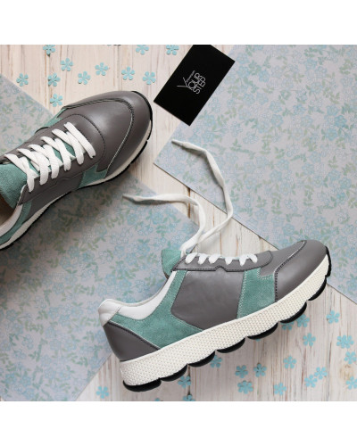 Кросівки з сірої шкіри Арт. Т-3