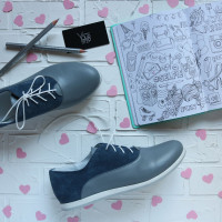 Кеды из замши цвета джинс с серым носком Арт. 05-1(Am4)