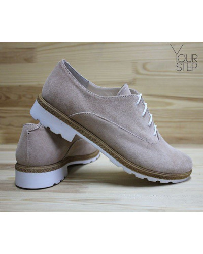 Туфли из замши цвета бледного персика Арт. 05-6/129