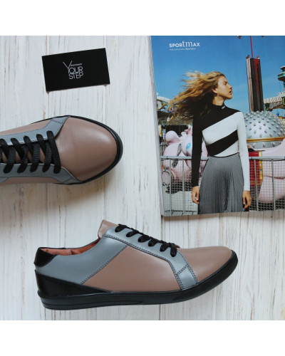 Кеди з бежевої шкіри Арт. Т-4