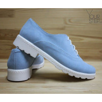 Туфли из замши бледно-голубого цвета Арт. 05-6/129